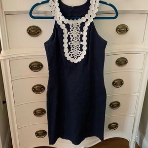 Blue and white dress